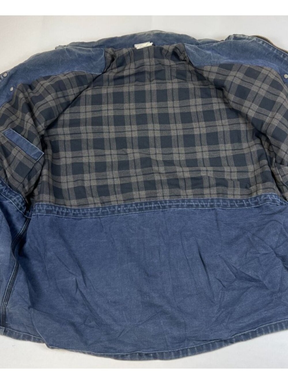 Rare VTG Carhartt CW083 Navy Blue Cape Coat Blanket Lined Duster Jacket XL - Picture 9 of 13